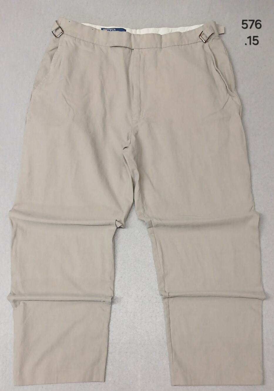Polo (36x32) Beige Silk Adjustable Relaxed Straight Slacks